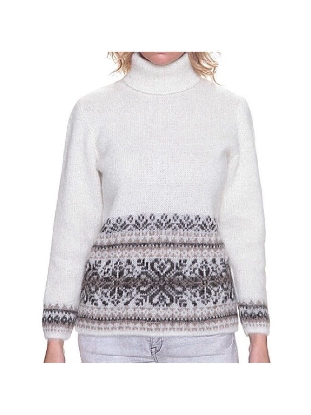 Freyja Turtleneck Wool Sweater 100 % Icelandic wool Size Large Off White